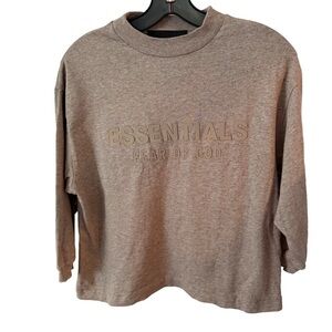 Fear Of God Women’s Cropped 3/4 Sleeve Tee Shirt In Sand Sz 8